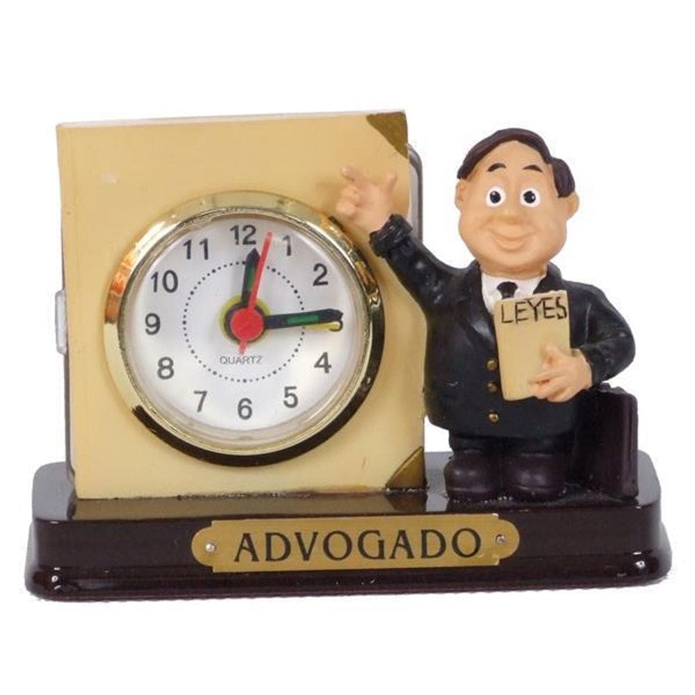 Miniatura Advogado 8cm Resina Madeira Relógio