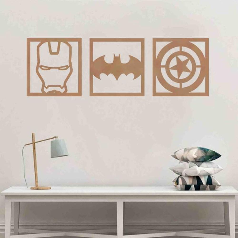 Quadro Decorativo Herois 3Mm Vazado Branco - Mdf