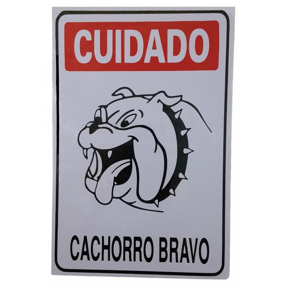 Placa Advertência Cachorro Bravo Bulldog Resistente 30x20cm