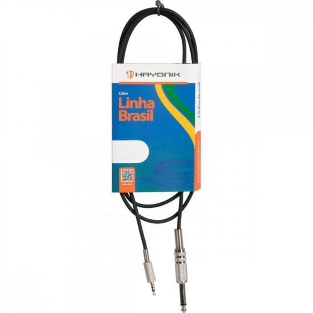 Cabo De Áudio Linha Brasil P10 Estéreo X 2 P10 Mono 3M Preto Hayonik