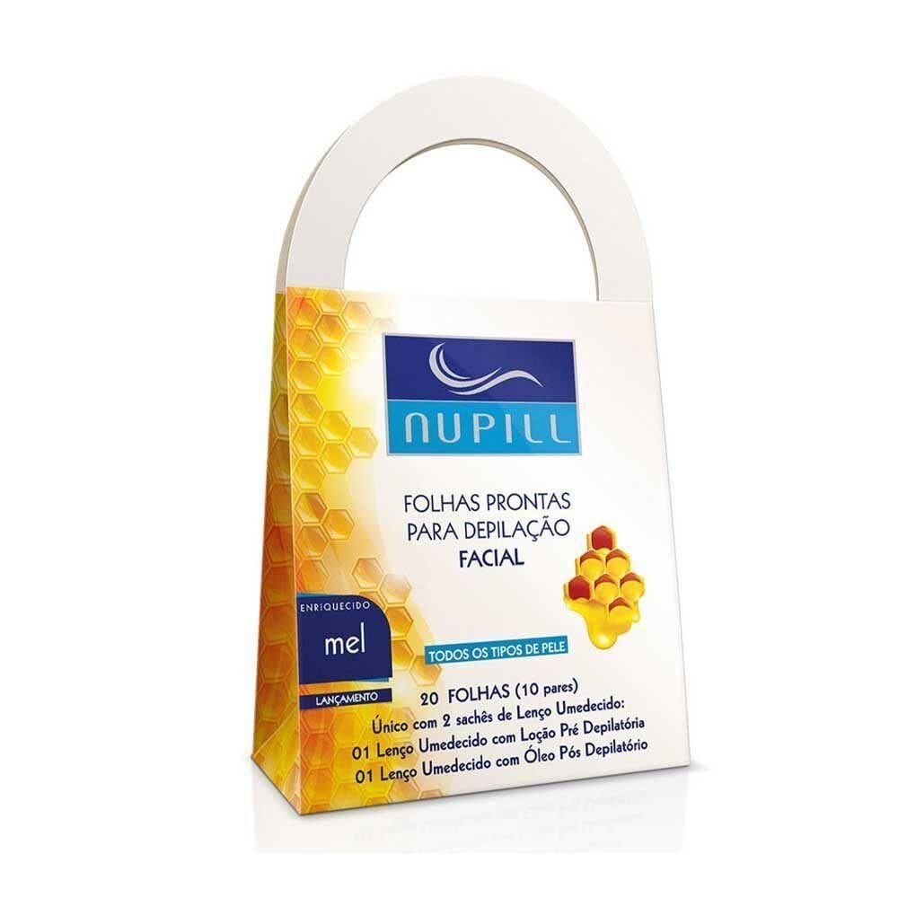 Folhas Prontas Para Depilação Facial Buço Sobrancelha Mel Nupill 20 Folhas