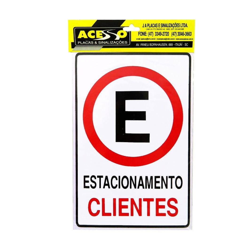 Placa Sinalização Estacionamento Cliente