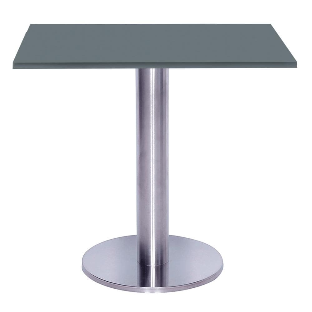 Mesa Beta Big Inox 75 cm (Alt) Disco Redondo Tampo MDP Quadrado 80 cm (Larg) x 2,50 cm (Alt) Grafito