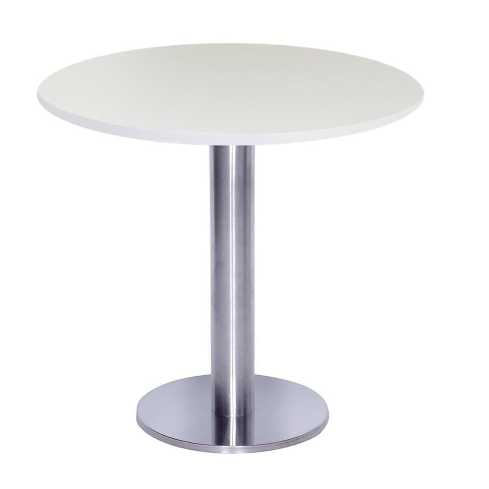 Mesa Beta Big Inox 75 cm (Alt) Disco Redondo Tampo MDP Redondo 80 cm (Larg) x 2,50 cm (Alt) Branco
