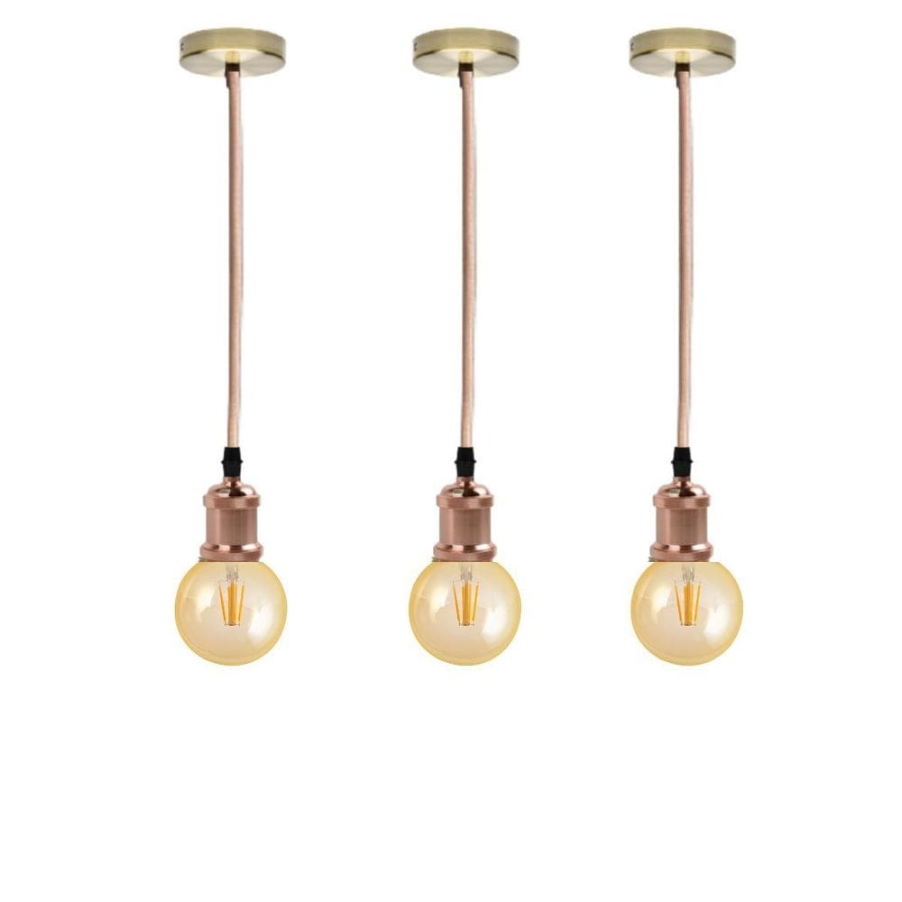 Kit 3 Luminárias Pendentes Filamento Led G95 Cor 2300K Âmbar