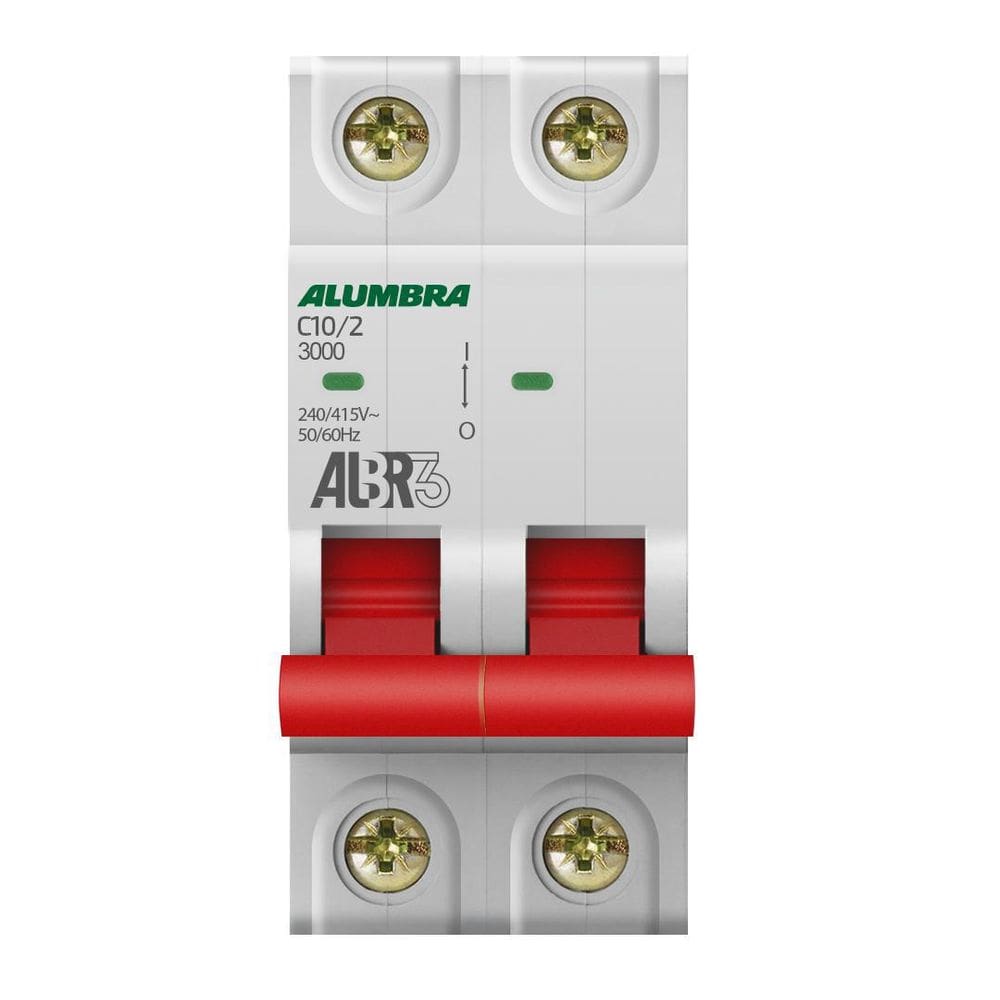 Disjuntor Bipolar 2P 10A Curva C Albr3 Alumbra