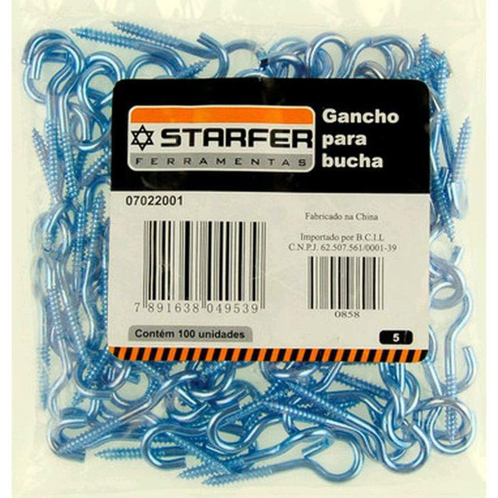 Pacote Com 100 Peças Gancho Para Bucha 06Mm Starfer