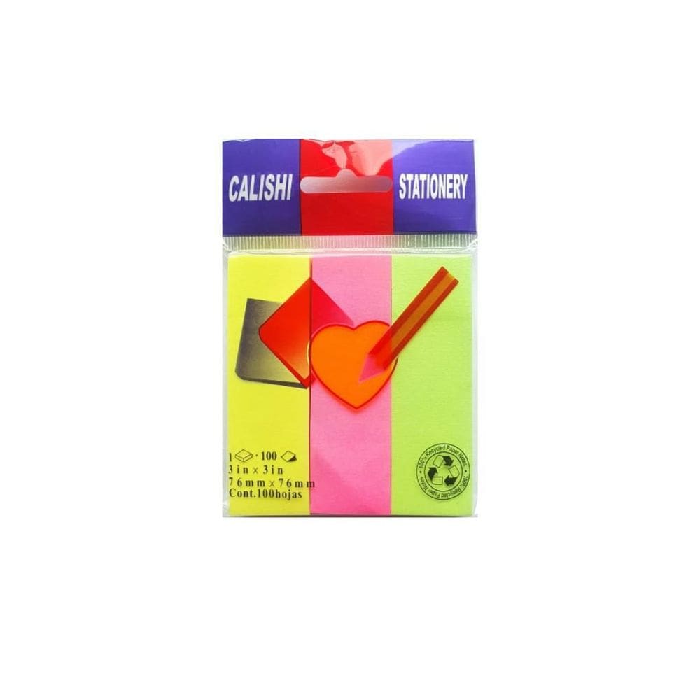 Kit 3 Blocos De Anotações Adesivo 300 Folhas Colorido