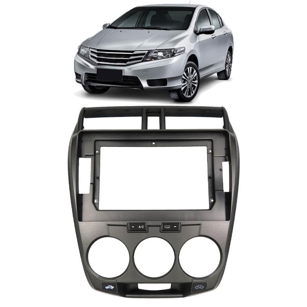 Moldura 2 Din 10 \" Honda City 2008 A 2014 Ar Analógico