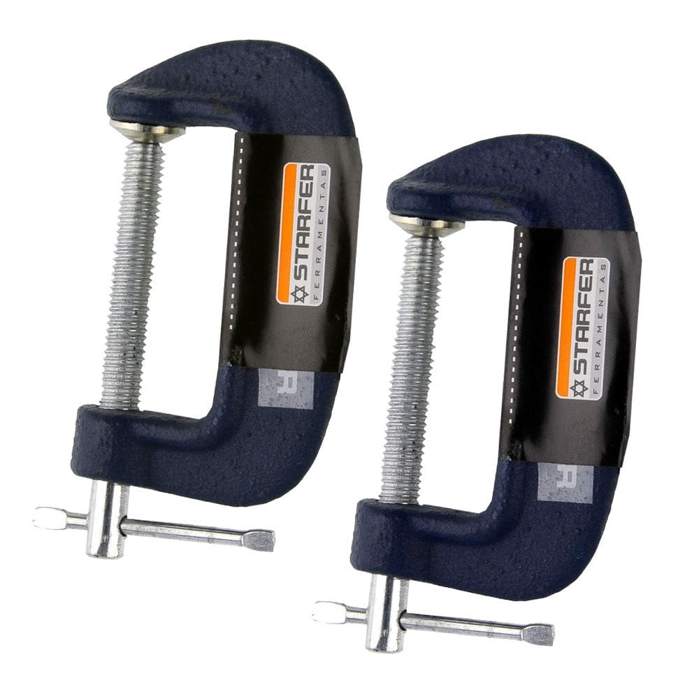 Kit 2 Unidades Grampo Tipo C Pesado Starfer 3 Polegadas