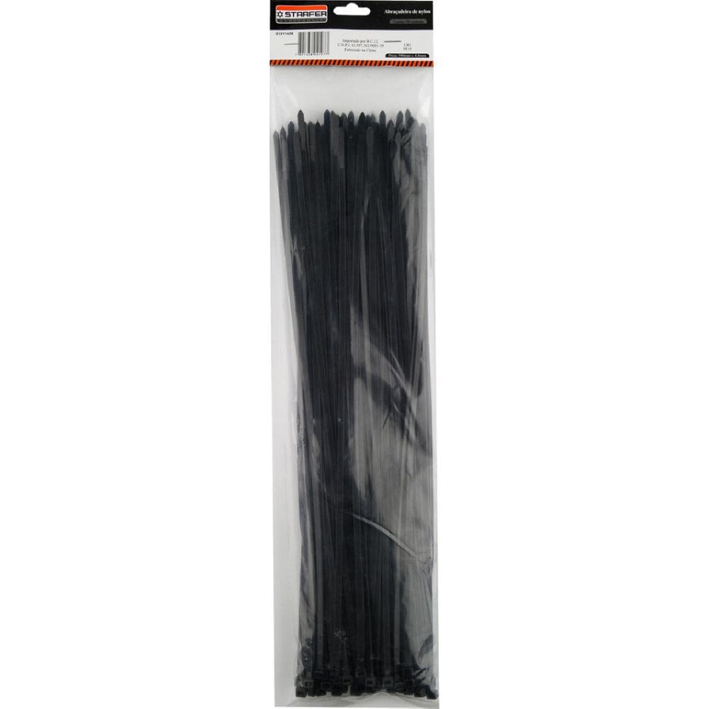 100 Abraçadeira Nylon Preta Enforca Gato 250X4,8Mm Starfer