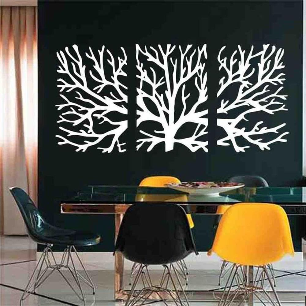 Quadro Decorativo Galhos Branco 3Mm Vazado - Mdf