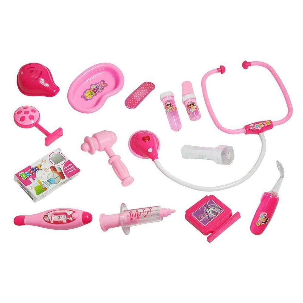 Kit Médica Infantil Com Acessório14 Acessórios Menina - Rosa