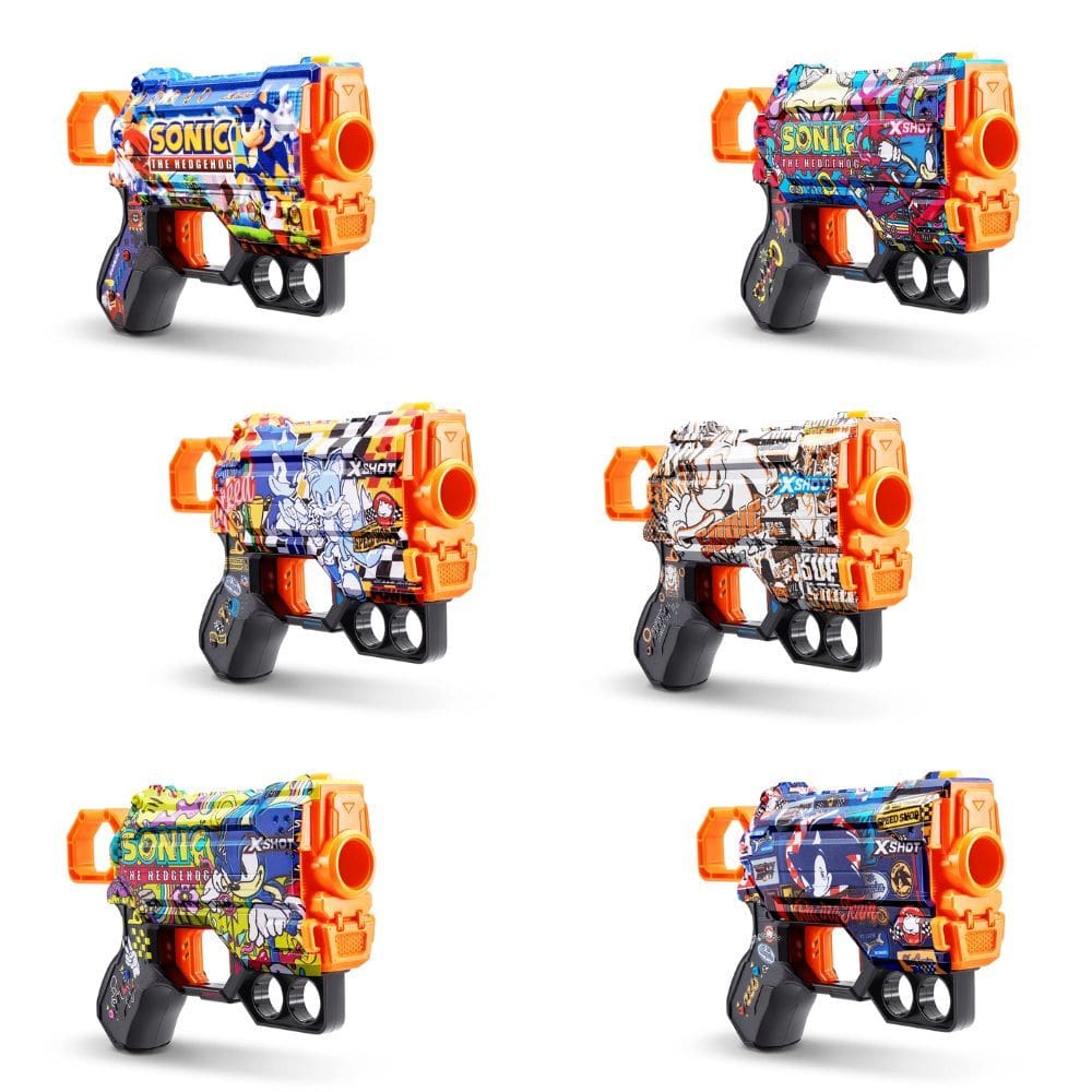 Brinquedo Lançador X-Shot Com 8 Dardos Skins Aleatórias Sonic Para Crianças +7 Anos - Candide