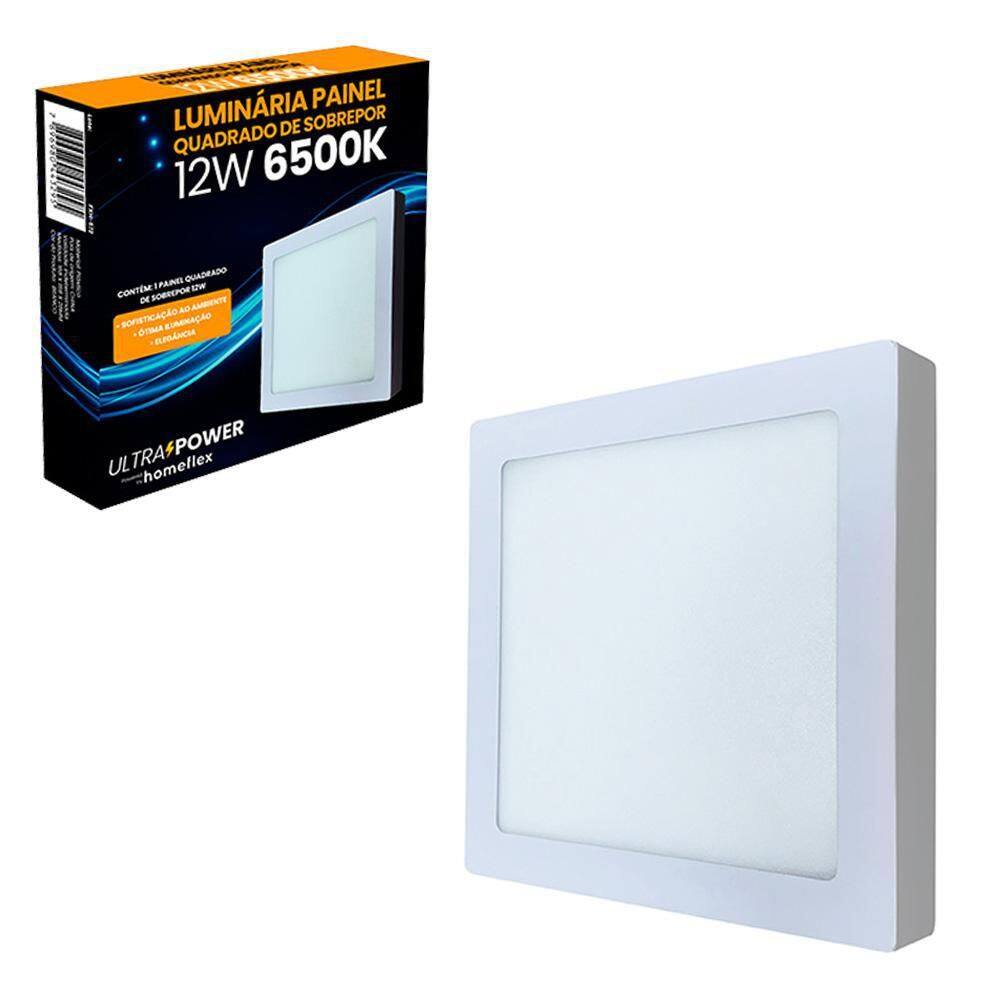 Luminaria Painel Quadrado De Sobrepor Led 12W Branca Bivolt
