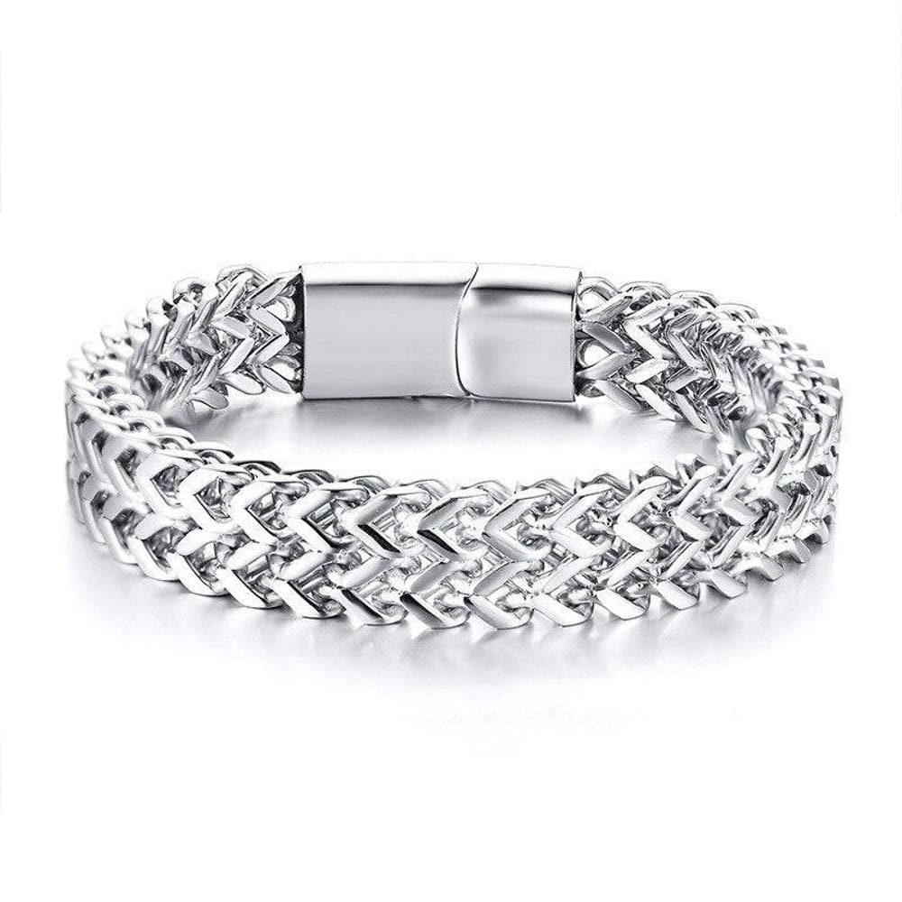 Pulseira Masculina Trançada Aço Fecho Ímã Bracelete Luxo