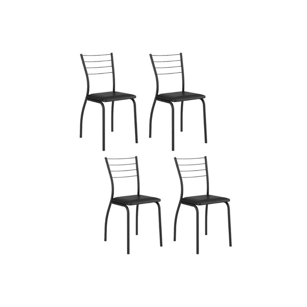 Kit 4 Cadeiras Sala Jantar 1700 4 Un Preto/Courano Preto - Carraro
