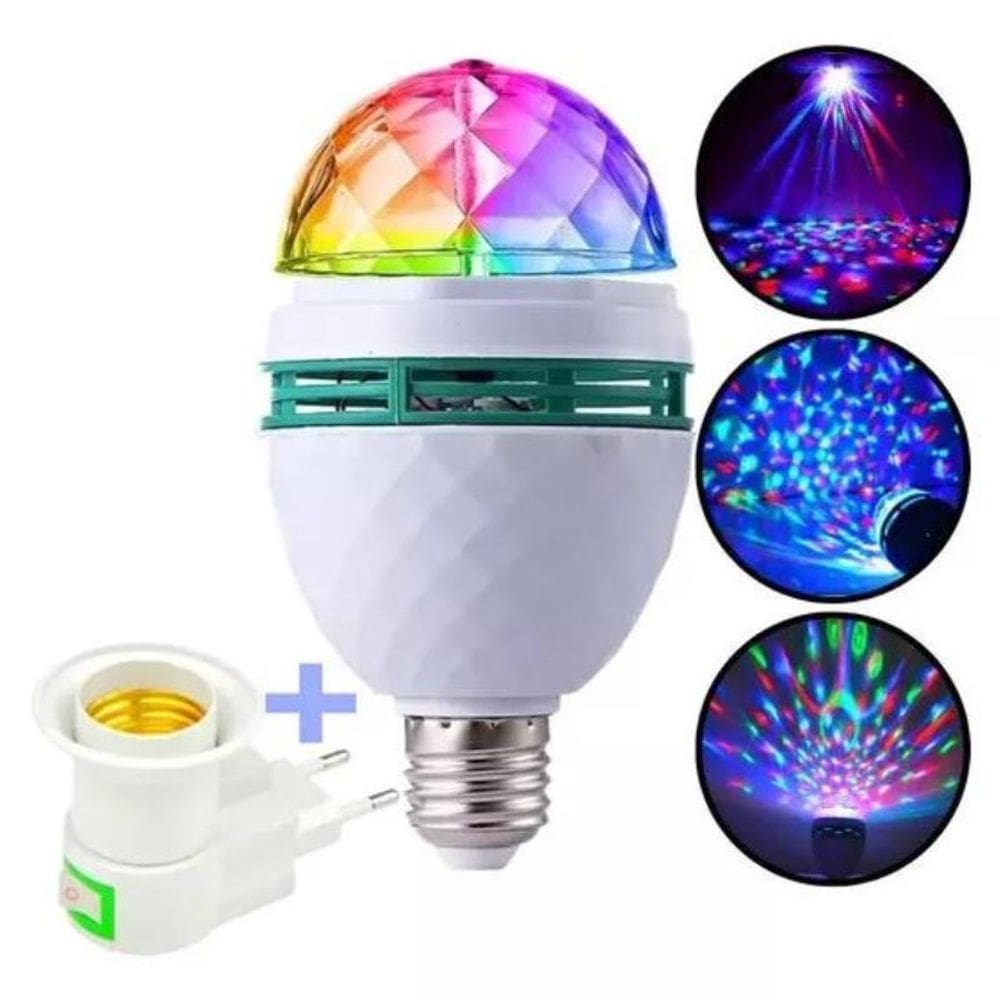 Lâmpada Led Colorida Giratório Com Adaptador