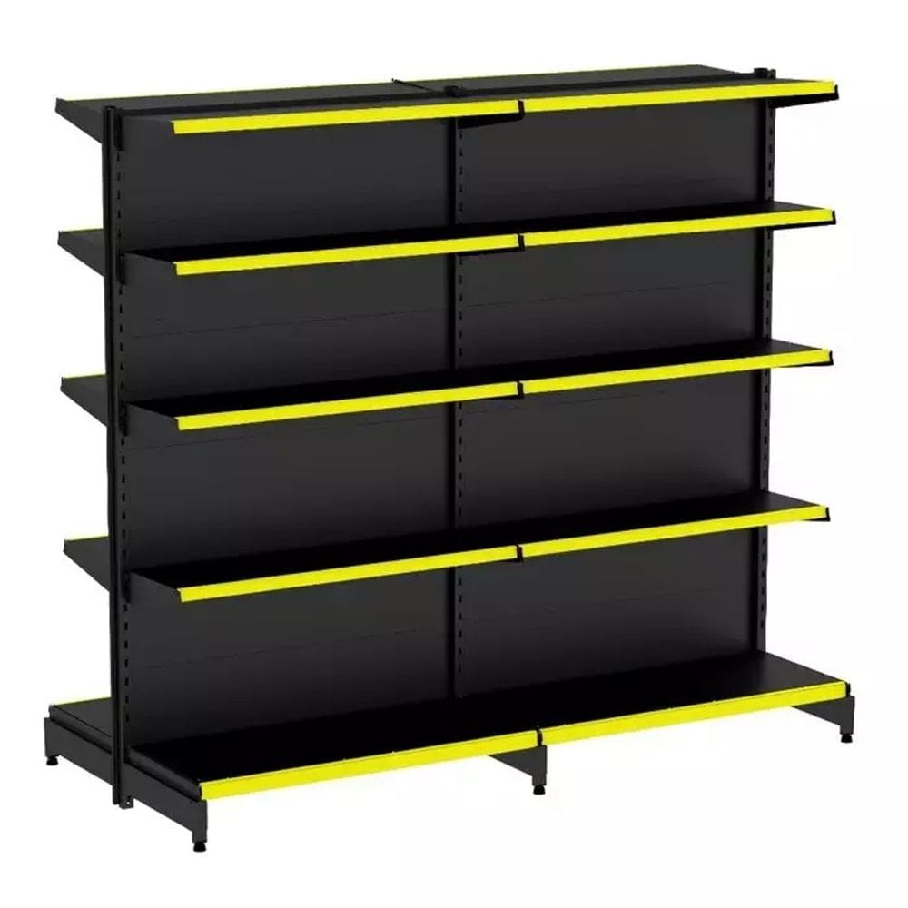 Gondola Centro 170 Fit Ate 2 Metros Preto 20 Bandeja Pe Amarelo