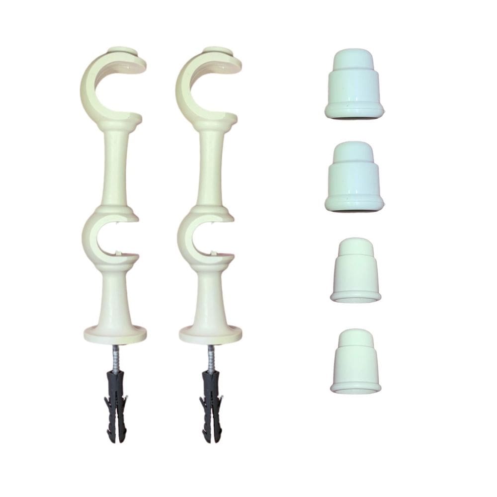 Kit 2 Suporte Varão Duplo Cortina C/ Ponteira 19-28mm Branco