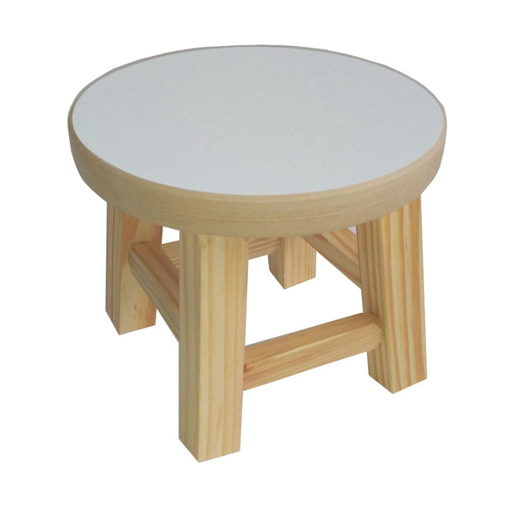Banqueta Mini Hardman Madeira Natural AssentoMdf Branco