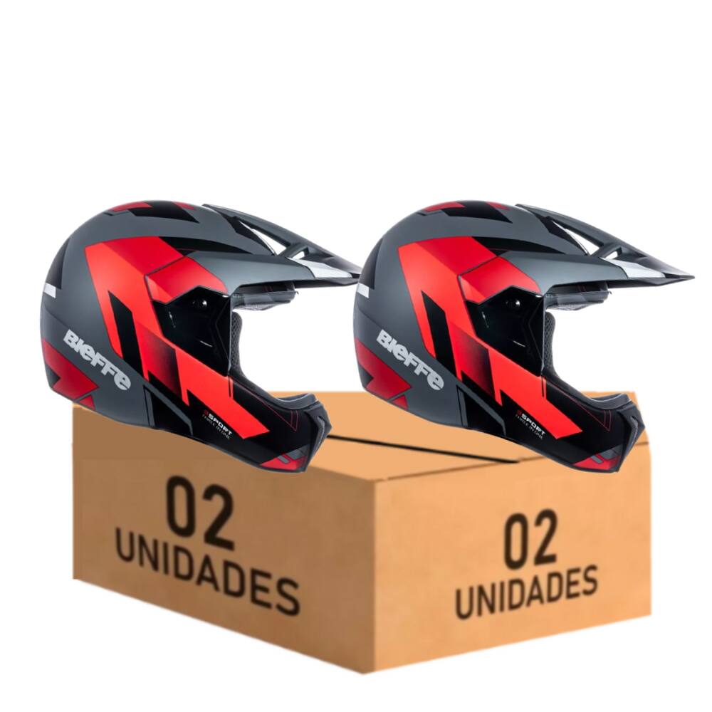 Kit 2 Capacete Cross Bieffe 3 Sport Vermelho Dark
