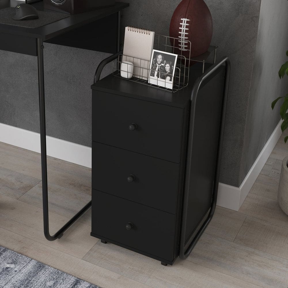 Gaveteiro Criare com 3 Gavetas Design Moderno Preto