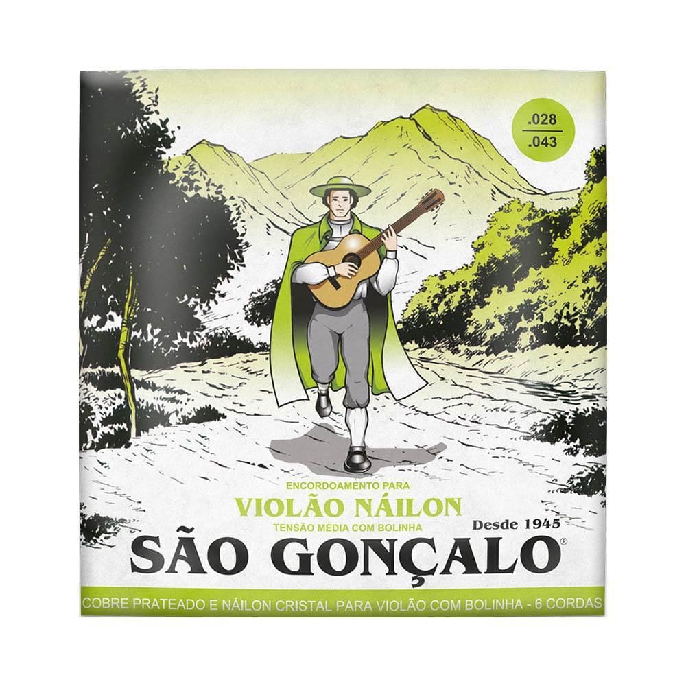 Jogo De Corda São Gonçalo Violão Náilon Bolinha Tensão Média