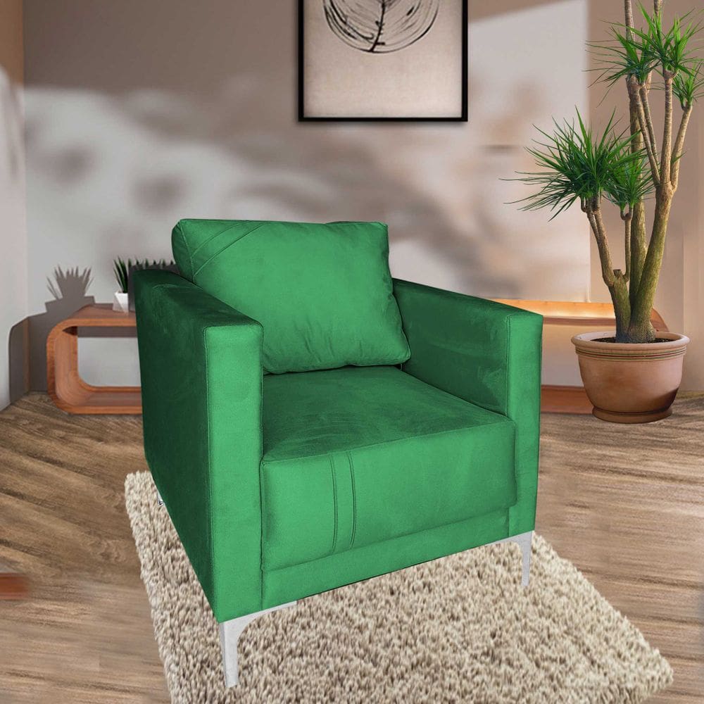 Poltrona Decorativa Sala Quarto Sara Suede Verde