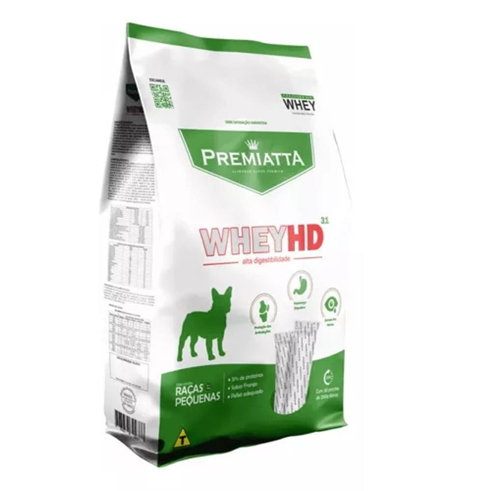 Ração para Cães Fracionada Premiatta Wheyhd Raças Pequenas Sabor Frango, 6kg (30 x 200g)
