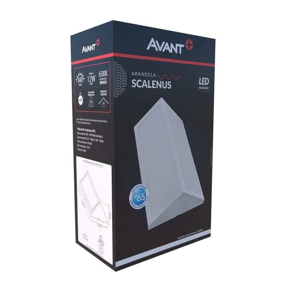 Luminaria Led Avant Arandela Scalenus Ip65 12W Branco 6,5K 840 Lumens