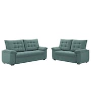 Conjunto de Sofá 2 e 3 Lugares Bertioga Veludo Cinza Luizzi