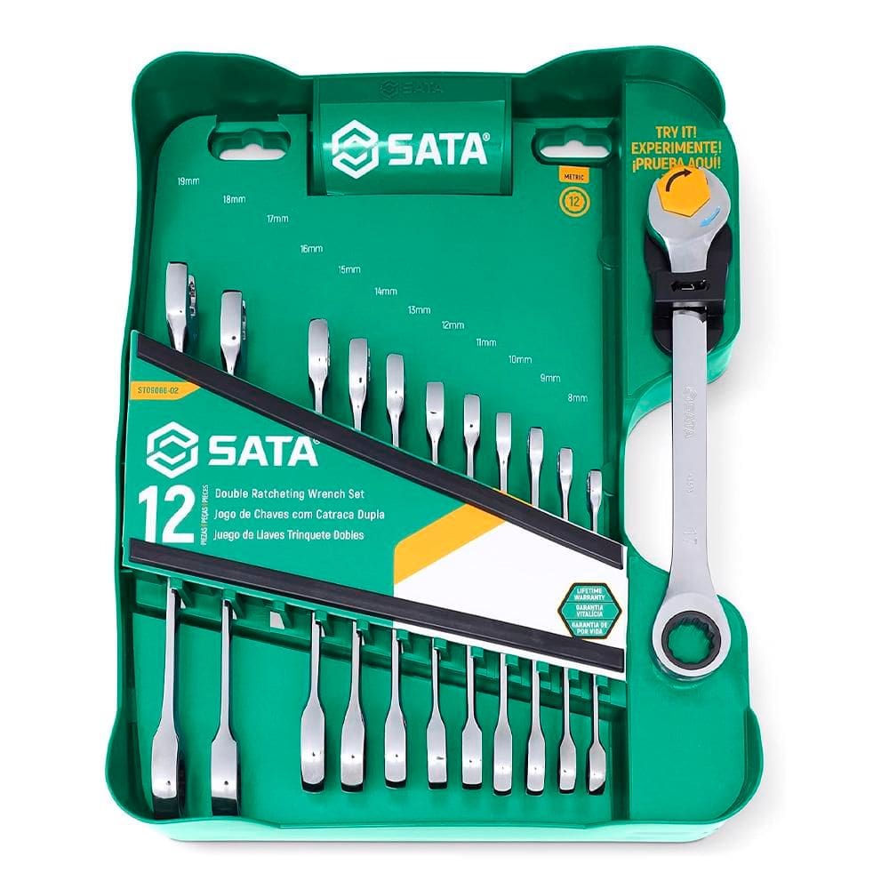 Jogo de Chaves Combinadas com Catraca Dupla Speedy com 12 Peças de 8 à 19mm - Sata ST09066-02