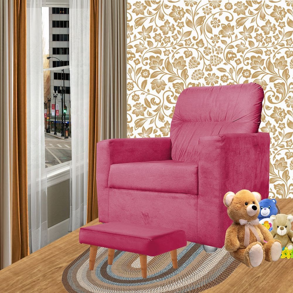 Poltrona De Amamentação Aconchego Nubia puff Vermelho