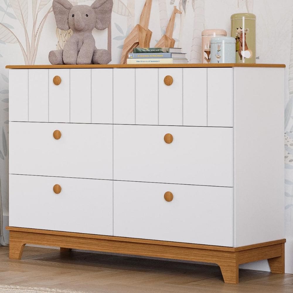Cômoda Infantil Estilo Retrô 6 Gavetas 100% MDF