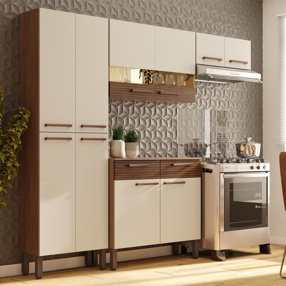 Armário de Cozinha Compacta 10 Portas 2 Gaveta com Balcão Nala