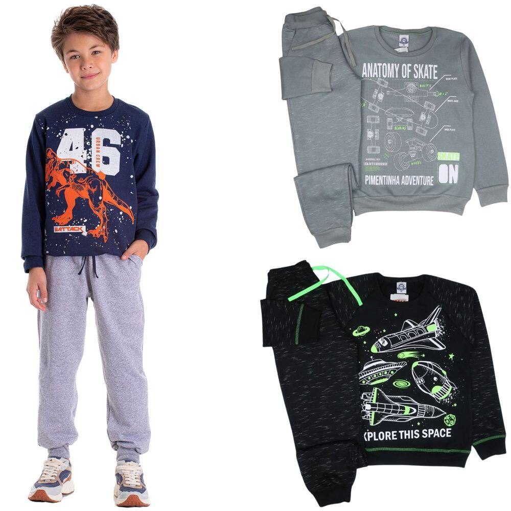 Kit 2 Conjunto Moletom Juvenil Inverno Roupa Especial Menino