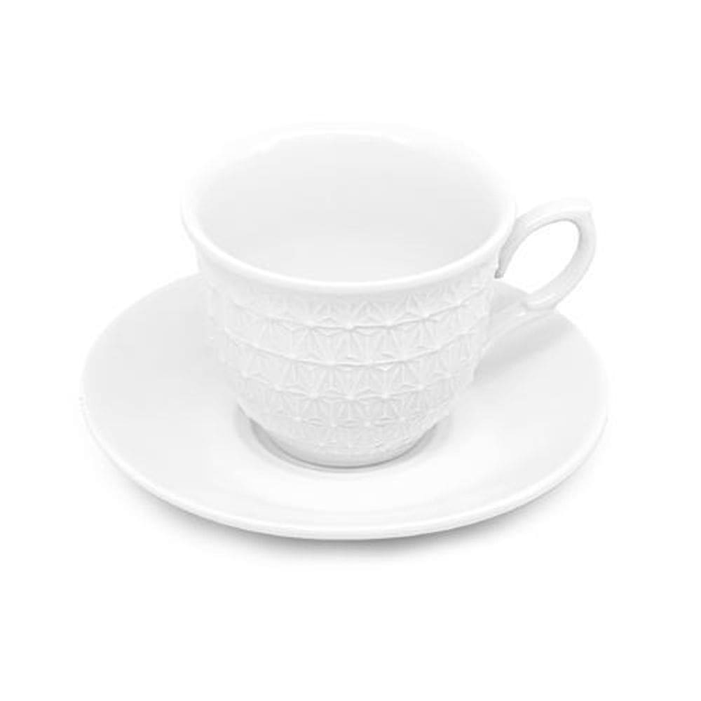 Xicara Para Café Com Pires De Porcelana Anne Branca 65Ml