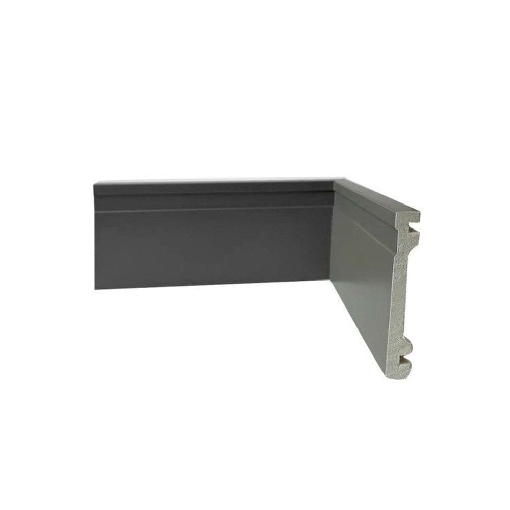 Kit com 10 Barras Rodapé de Poliestireno 10cm x 15mm Casa Grassi 7,2m Gray