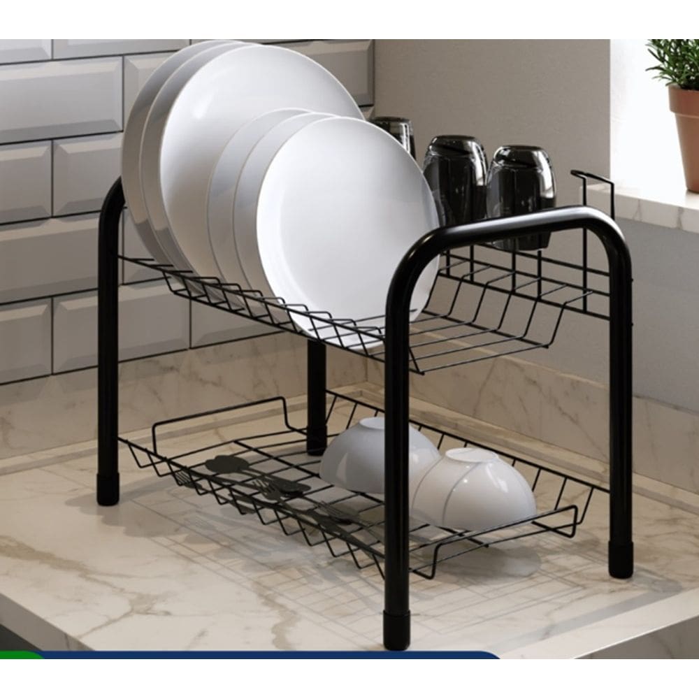 Escorredor De Louça Duplo 9 Pratos 5 Copos Porta Talheres J