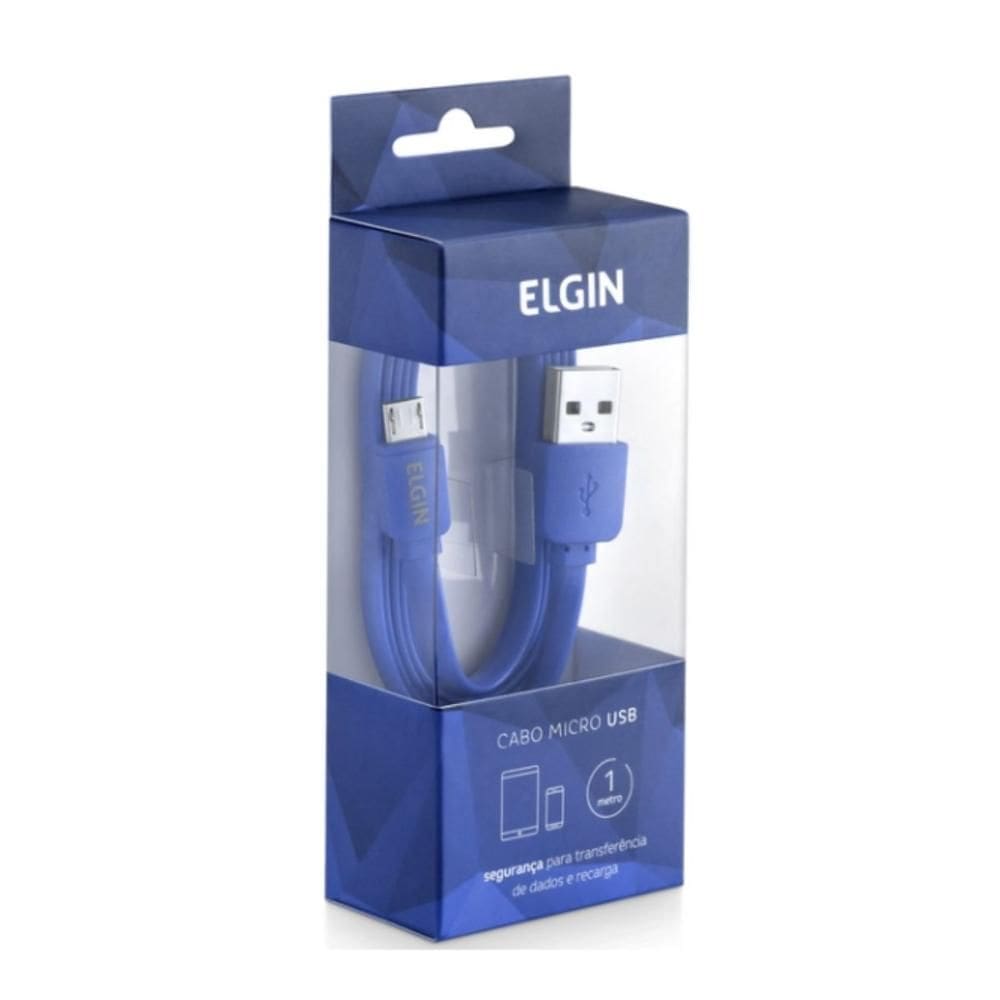 Cabo Micro USB para USB 2.0 AM Elgin 1m Azul