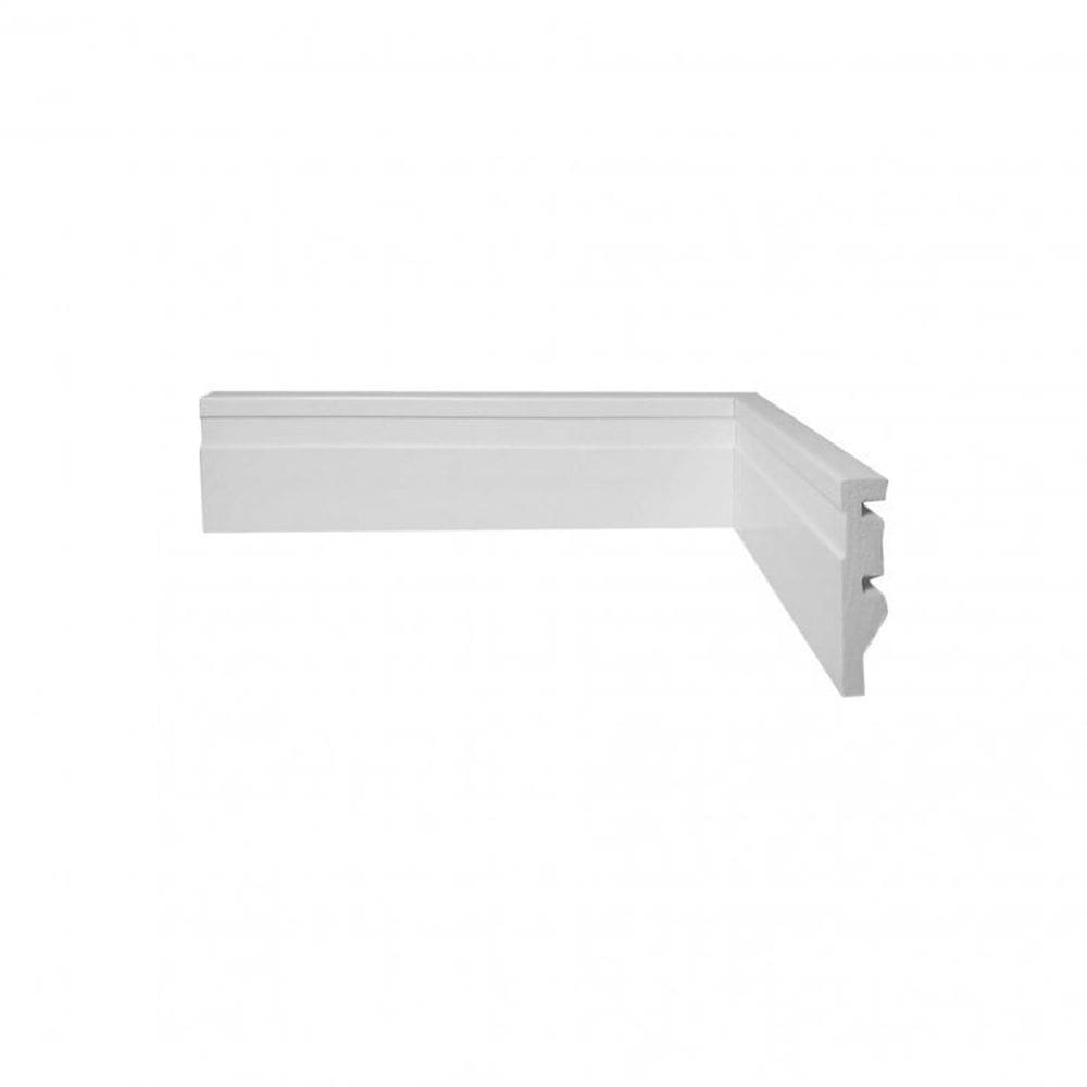 Kit com 15 Barras Rodapé de Poliestireno com Friso Scandian 15mmx70mm Metro Linear 7,2m Branco