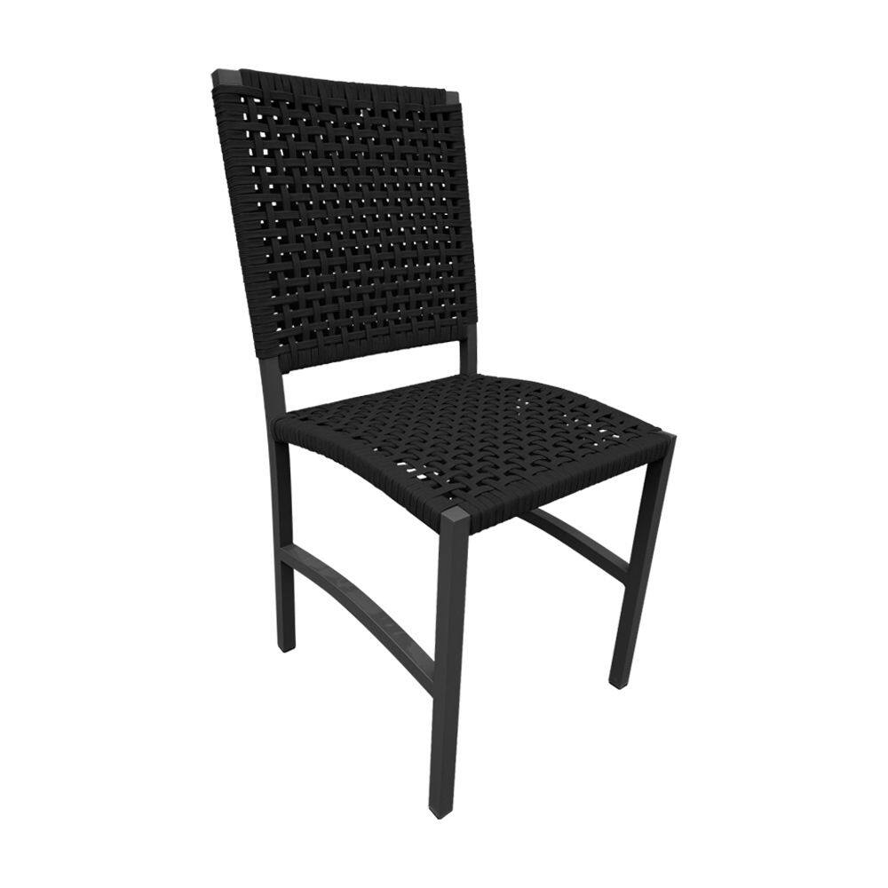 Cadeira Deck Alumínio Corda Náutica Preto