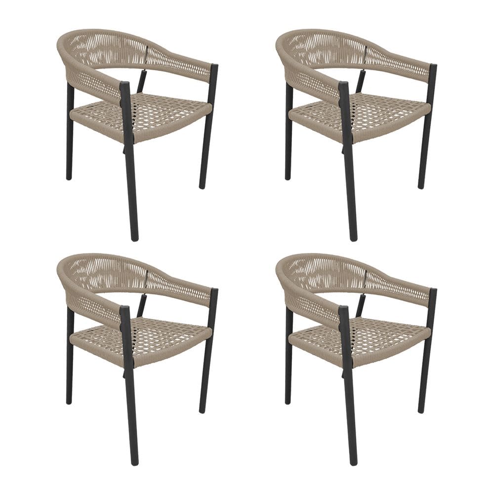 Kit 4 Cadeiras Cannes Alumínio Encosto Corda Náutica Areia
