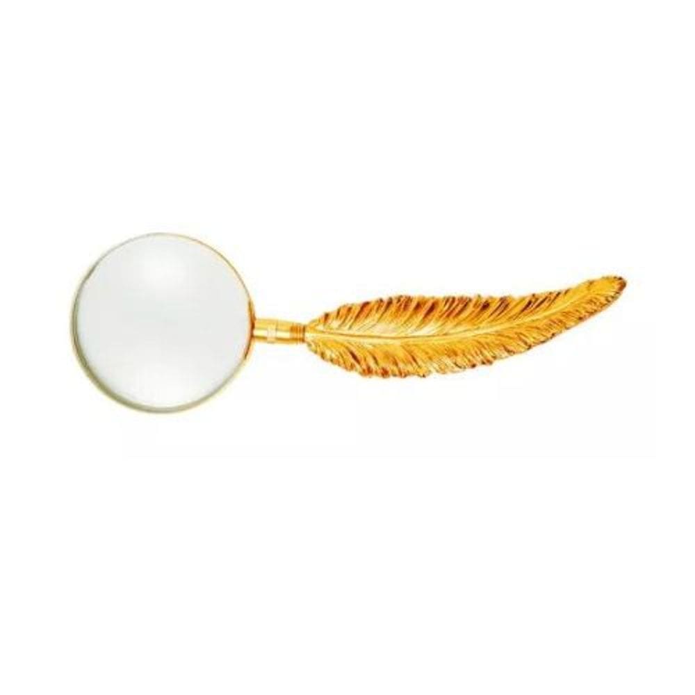 Lupa Decorativa Pena Dourada 16366 23x7,5x1,5cm Mart