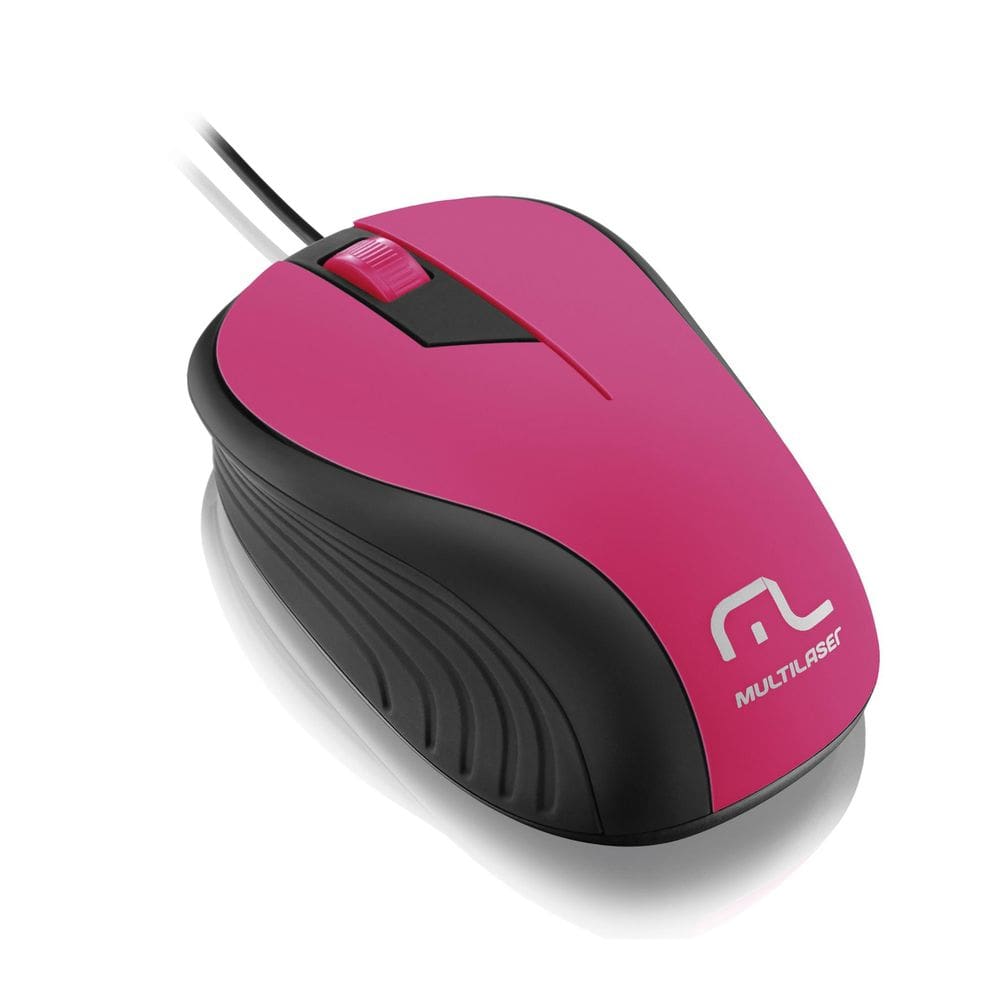 Mouse Emborrachado Rosa com Preto Multilaser MO223