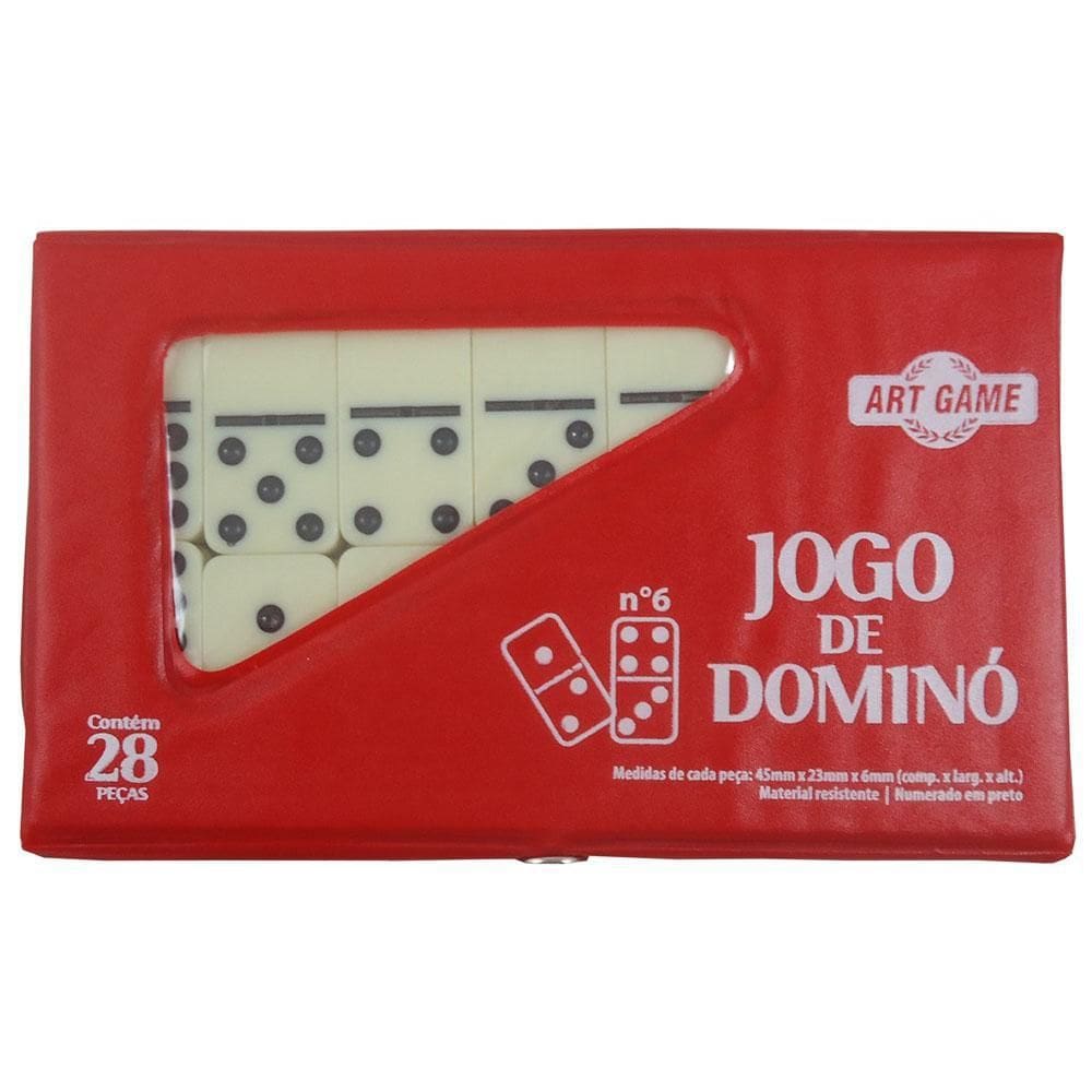 Dominó Osso Médio 45x23x6 Mm - 28 Pedras, Estojo