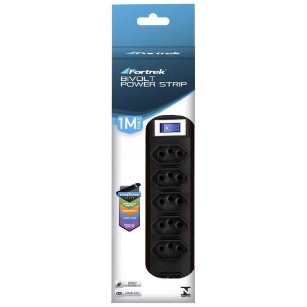 Filtro De Linha 6 Tomadas 2PT Pst-101 Preto Fortrek