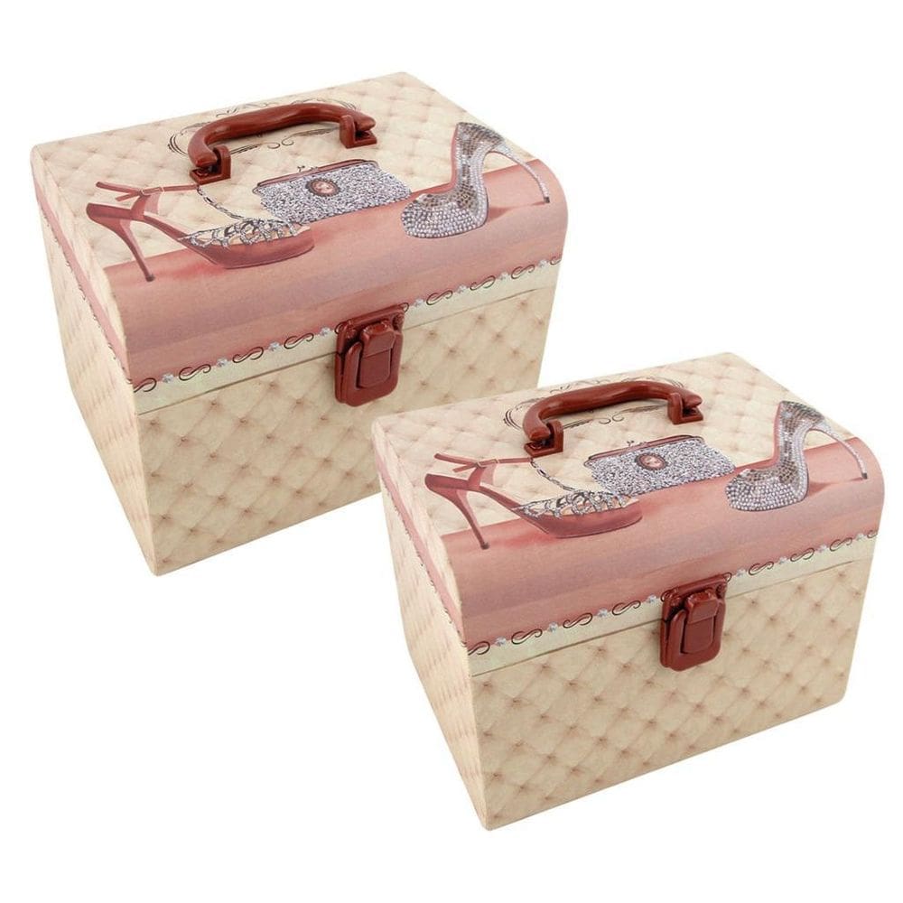 Kit 2 Maletas Com Alça Decorada Cartonada 22 X 12Cm - Clink
