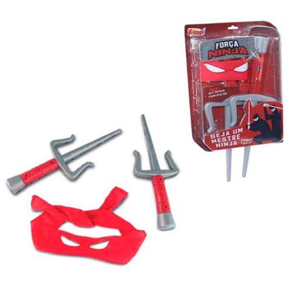 Kit Ninja Infantil Completo 3 Peças Mascara Vermelho - Zoop